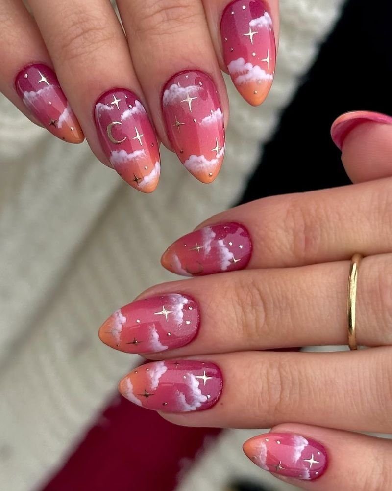 ongles d'été mignons, art d'ongle ciel