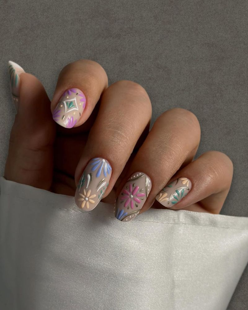 idée ongles printemps, ongles chics printemps