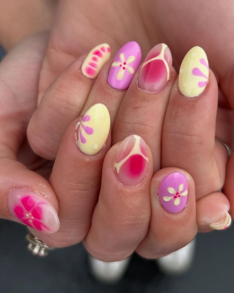 ongles pastel, ongles printaniers