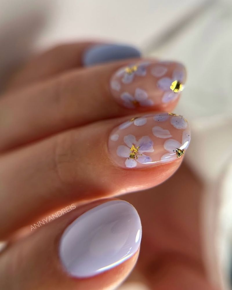 ongles violet clair, ongles courts violets