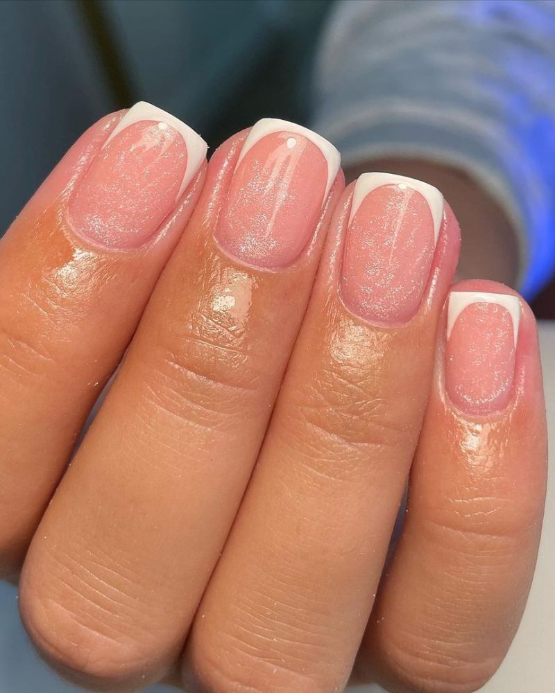 design french tip pailleté