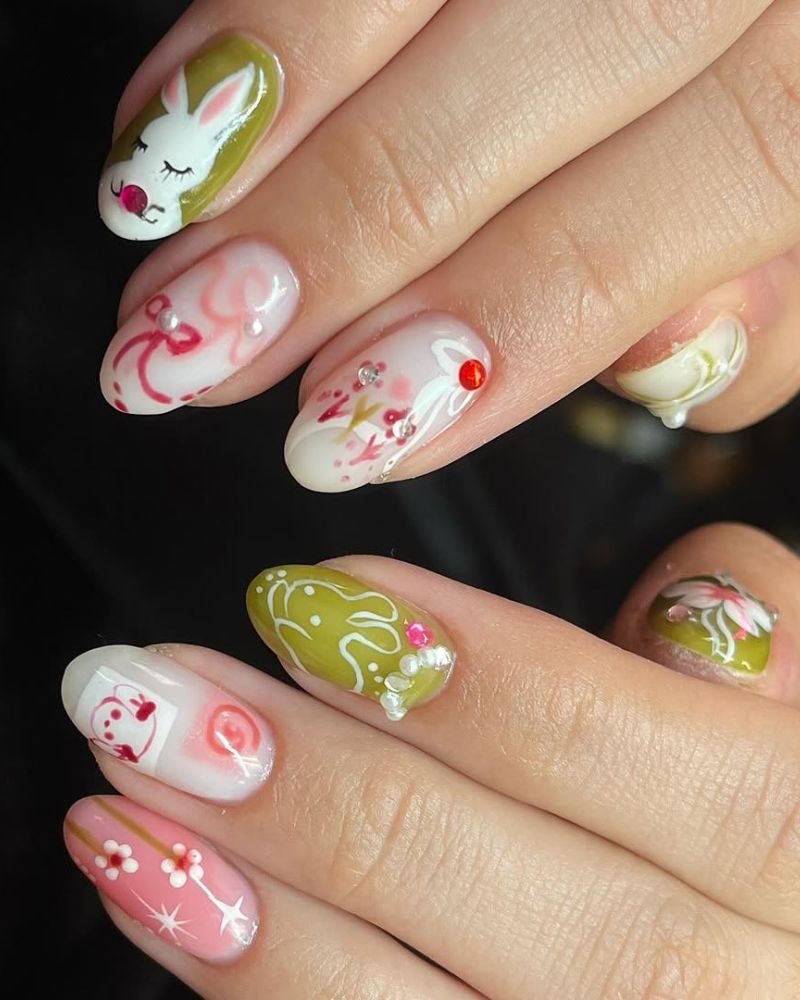 ongles Pâques, manucure mignonne