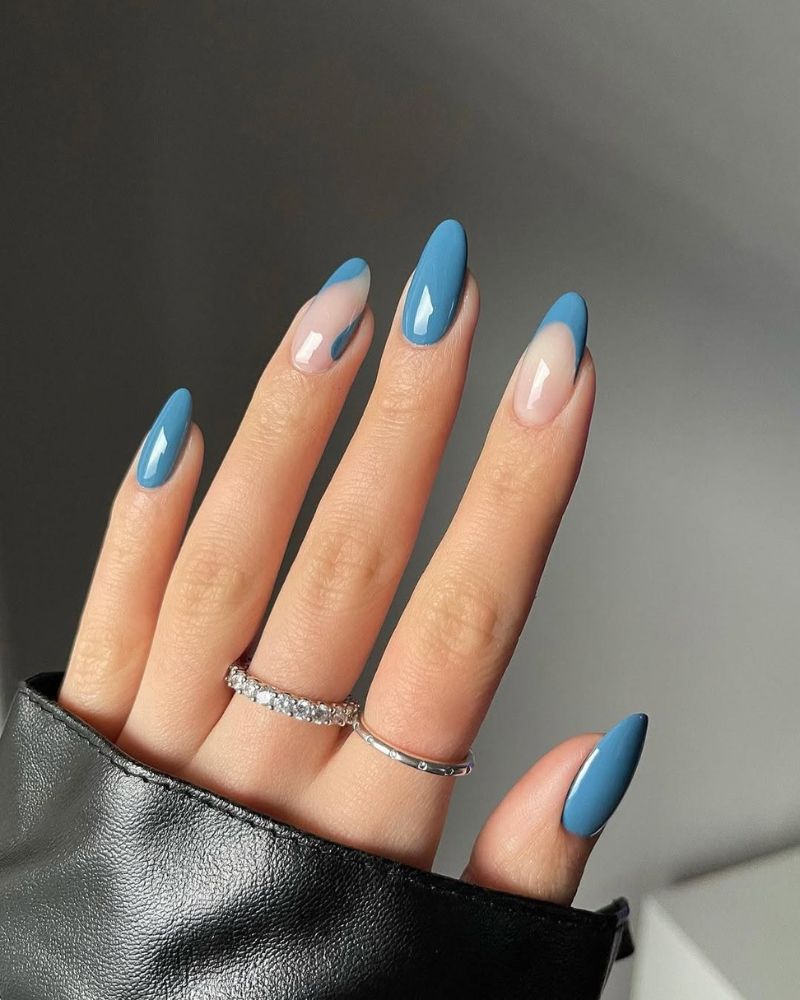 ongles bleu caladon, nails simples et classes
