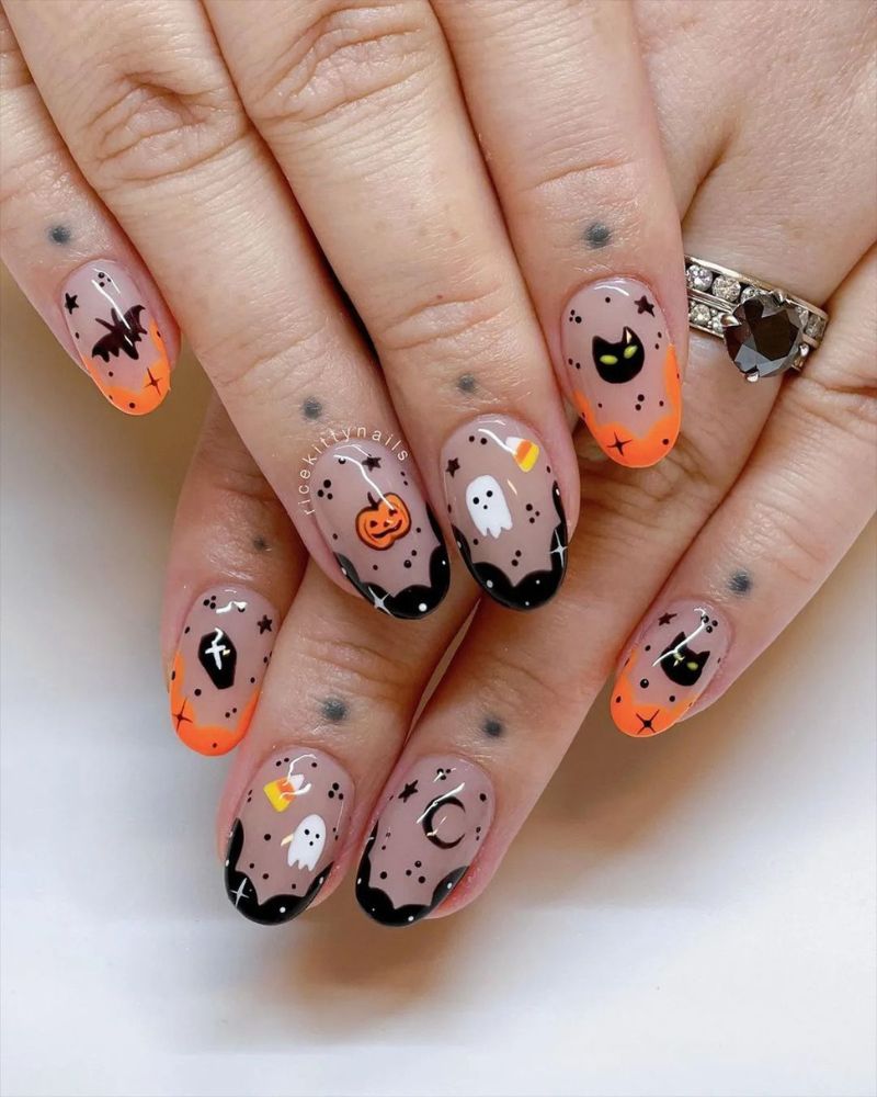 ongles effrayants, ongles halloween courts