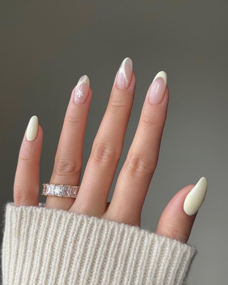 jolis ongles printaniers, ongles jaune pastel