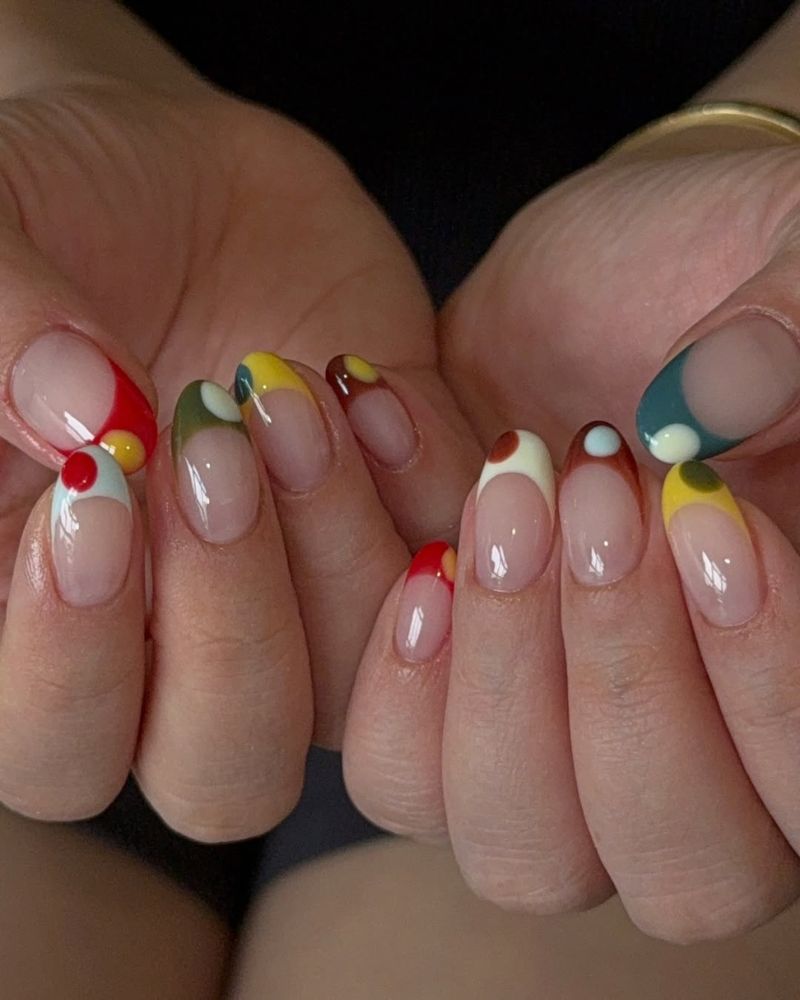 idées ongles automne avec French colorée