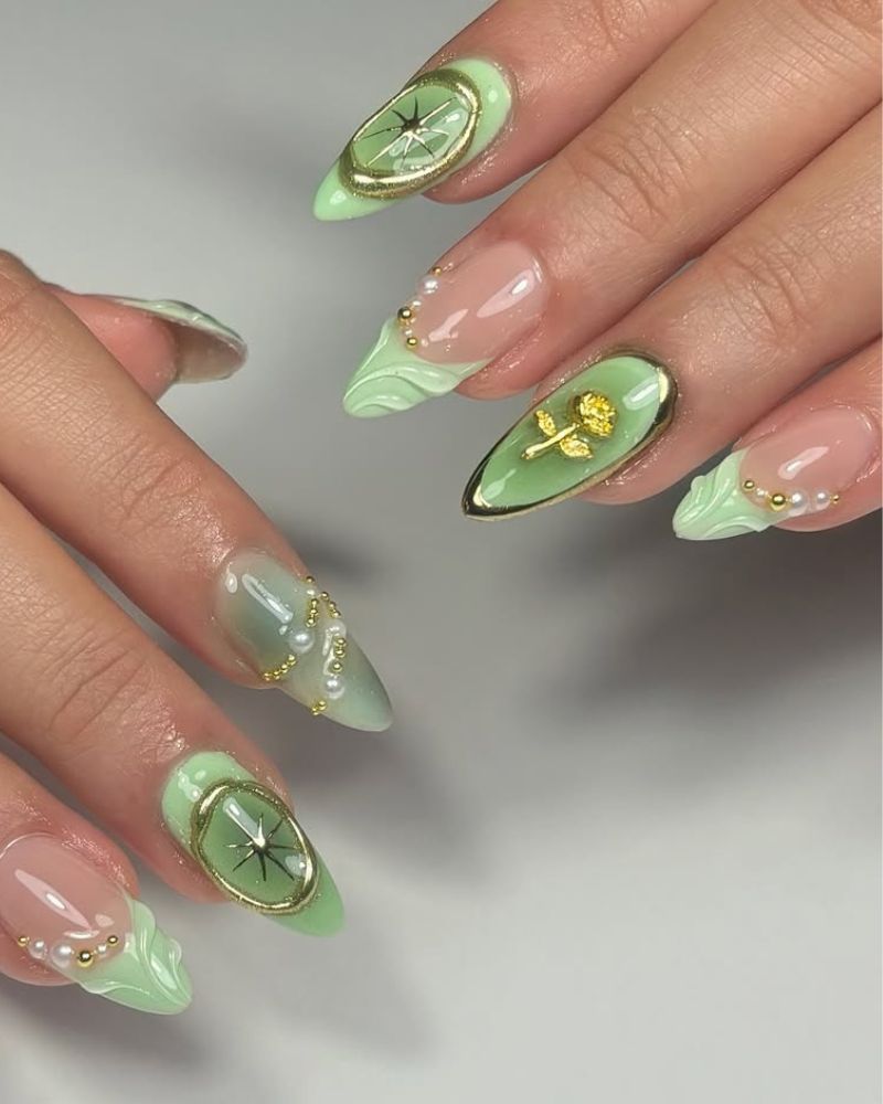 ongles verts, ongles verts clairs