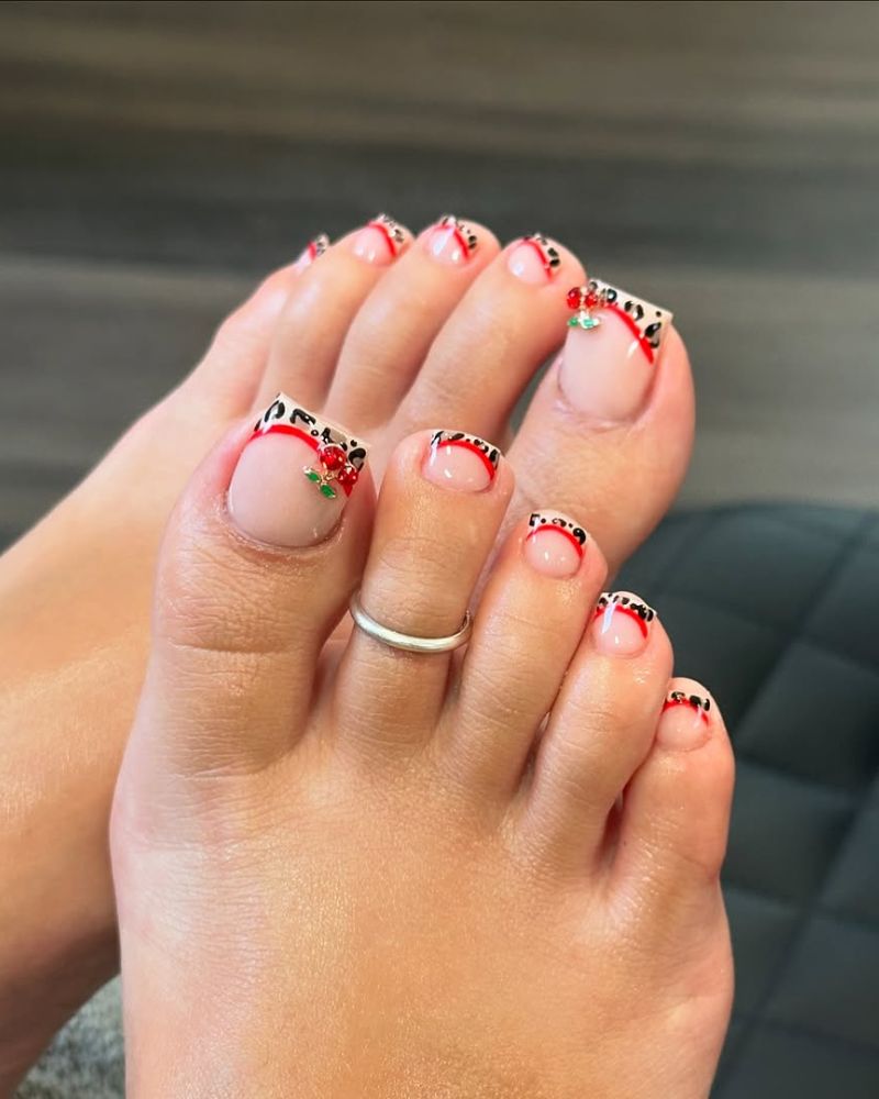 nail art léopard, ongles des pieds