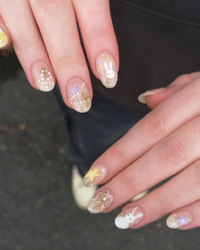 nail art mignon Pâques, manucure simple