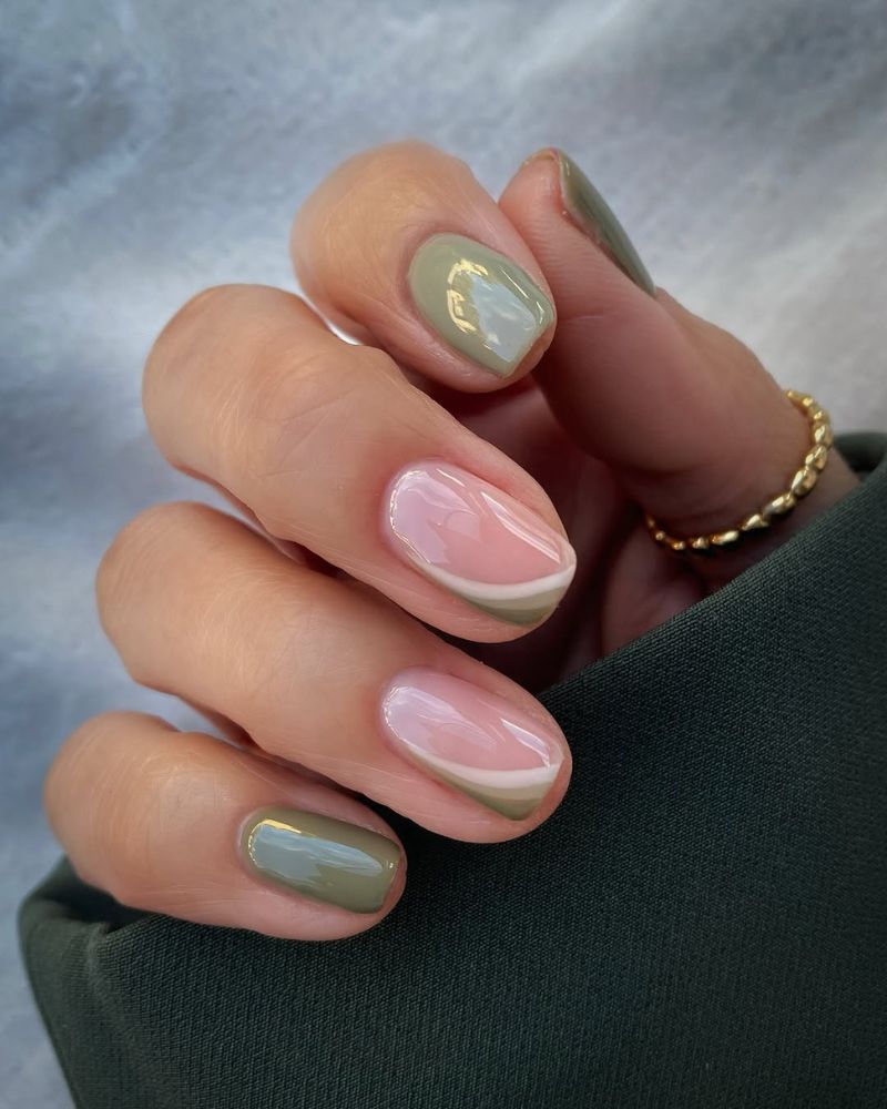 ongles vert sauge, ongles classe