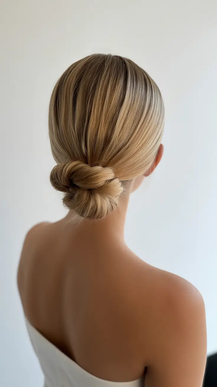 Meilleures coiffures mariage 2026 Chignon Bas Blond