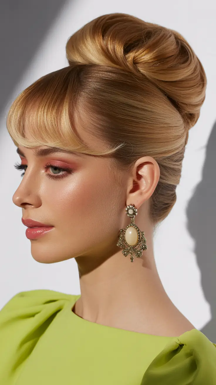 Meilleures coiffures mariage 2026 Chignon Haut Vintage