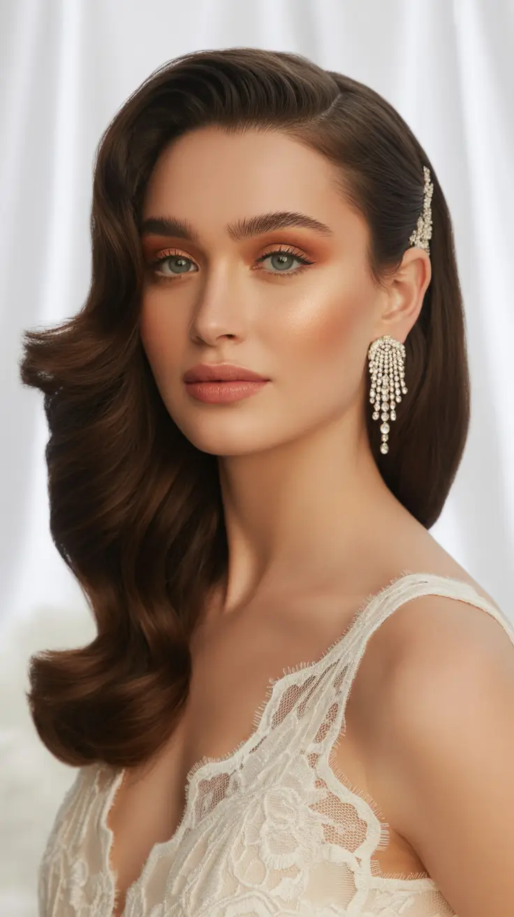 Meilleures coiffures mariage 2026 Cheveux Lâchés Raie de Côté