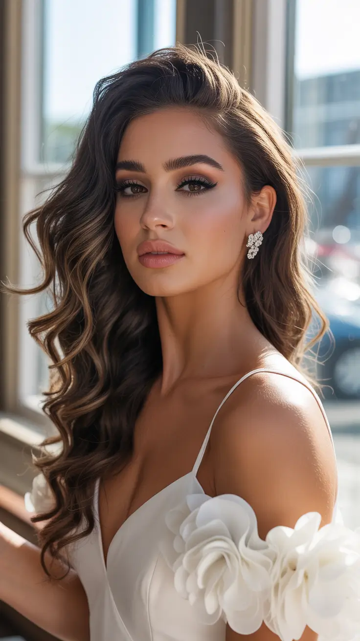 Meilleures coiffures mariage 2026 Ondulations sur le côté pour Cheveux Longs