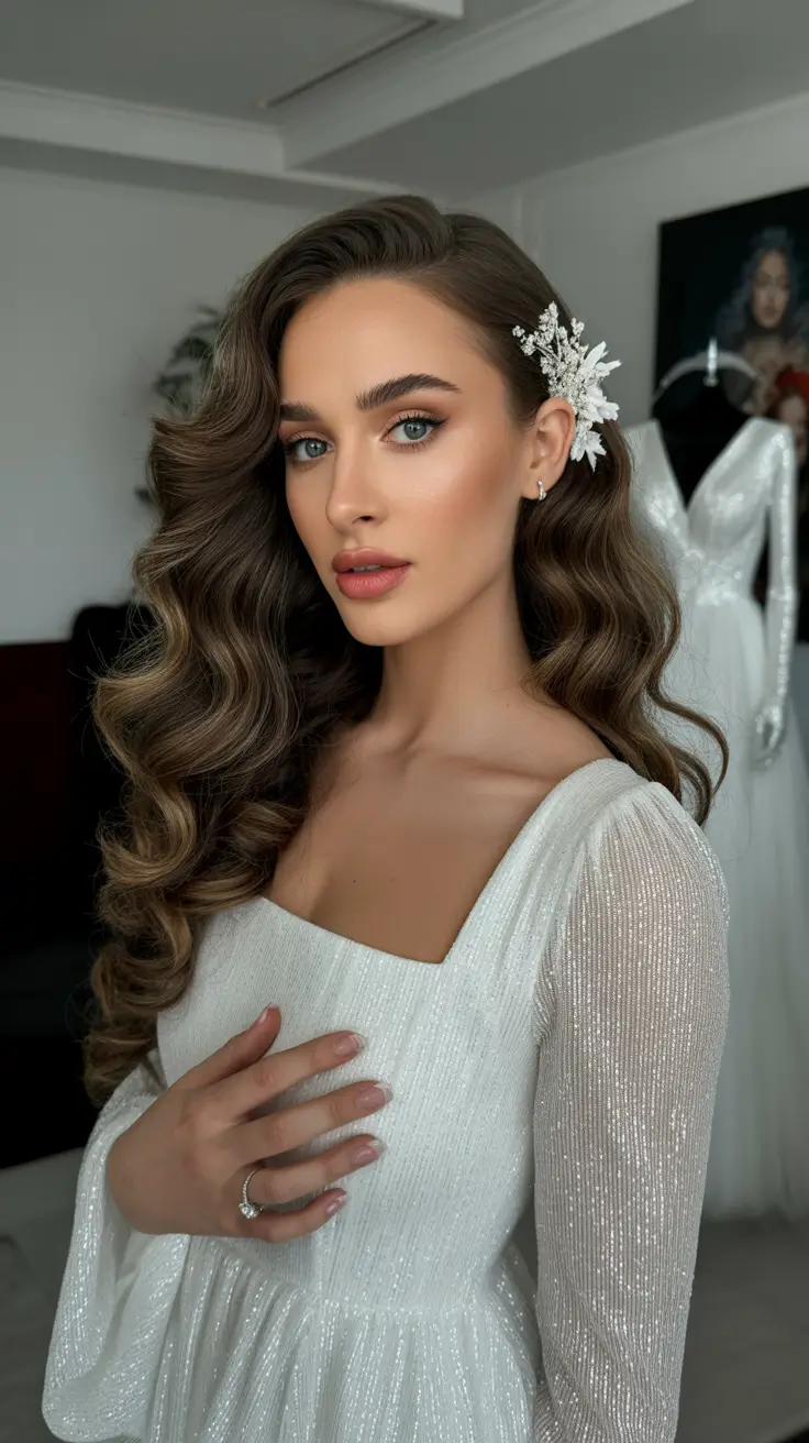 Meilleures coiffures mariage 2026 Mi-attaché Mi-lâché Ondulé