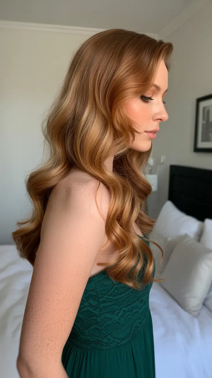 Coiffures de fête de Noël 2025 Boucles luxueuses cuivrées