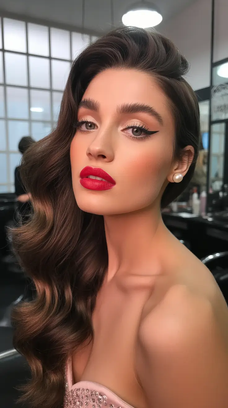 Coiffures de fête de Noël 2025 Ondulations chocolat velouté