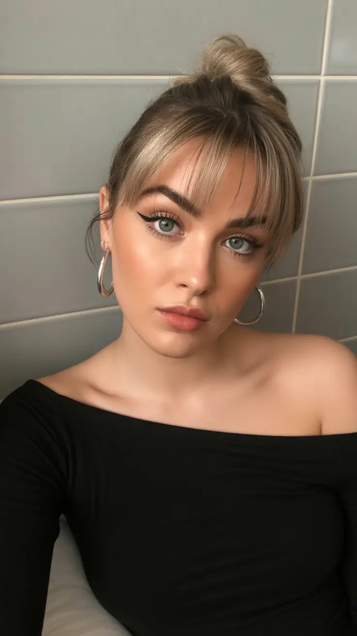 Looks mi-haut mi-bas chics 2026 - Frange douce balayée mi-haut