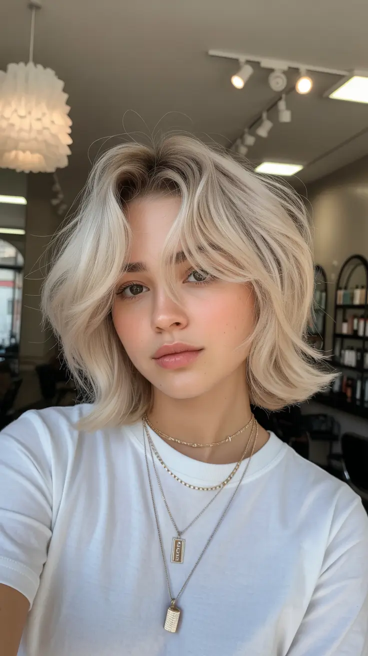 Inspiration coiffure 2026 Couches papillon courtes avec éclat blonde doux