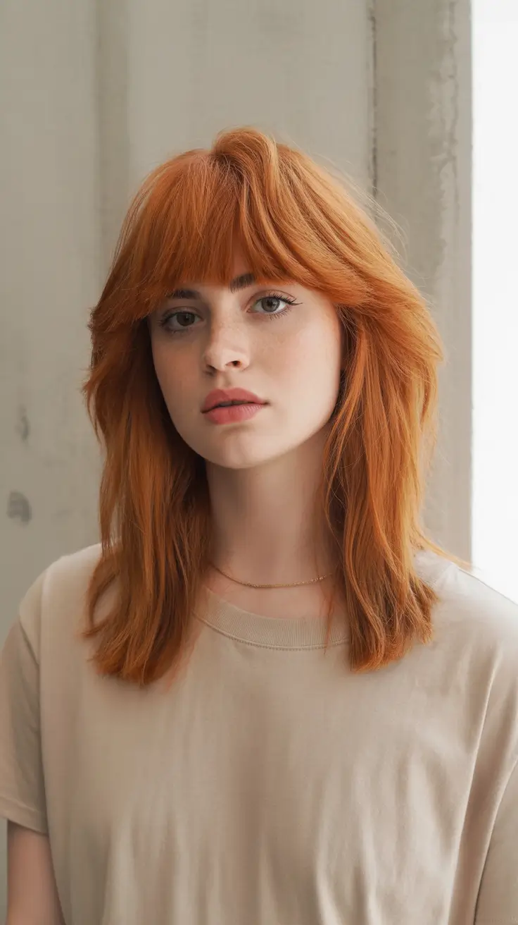 Inspiration coiffure 2026 Shag rouillé avec frange aérienne