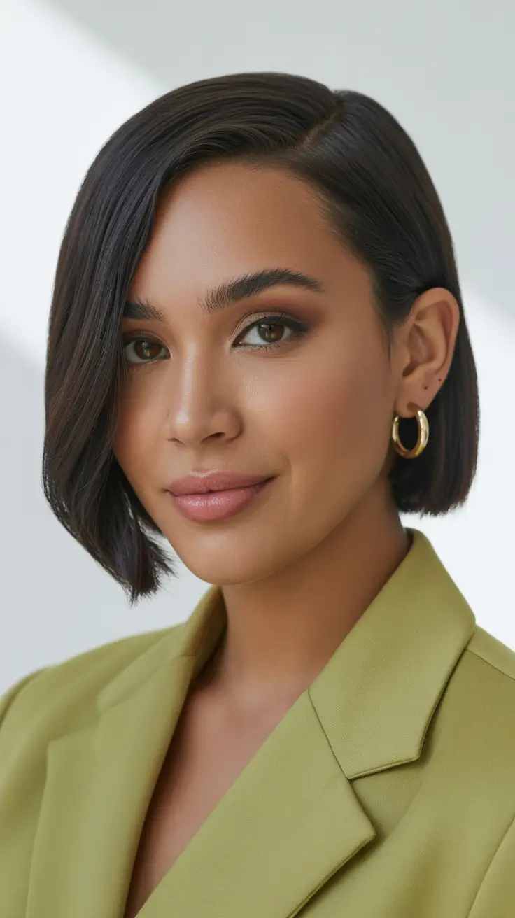 Inspiration coiffure 2026 Bob lisse avec raie sur le côté