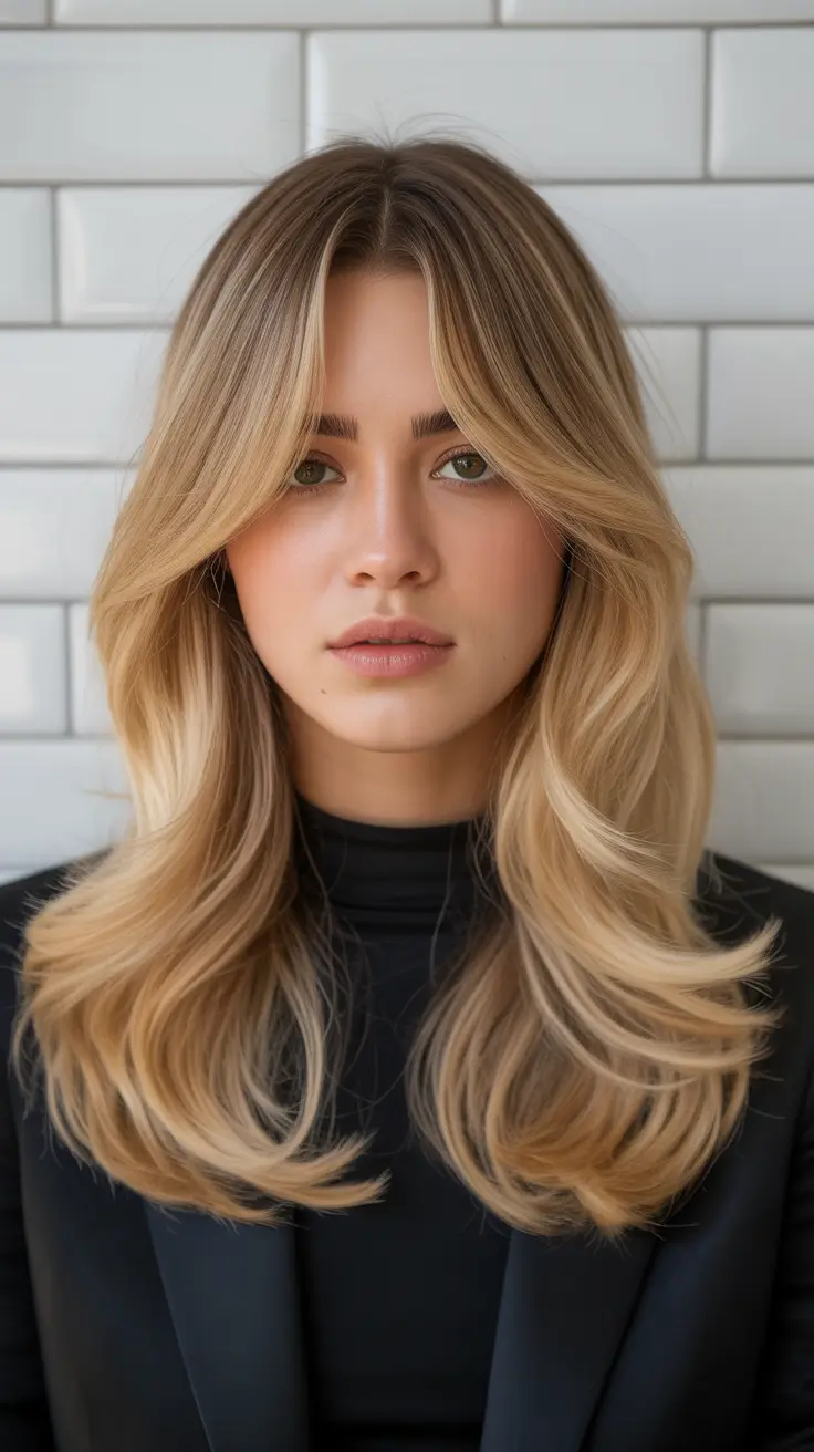 Inspiration coiffure 2026 Couches longues avec frange rideau