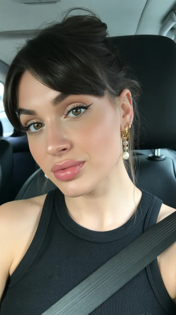Inspiration coiffure 2026 Chignon soigné avec frange douce