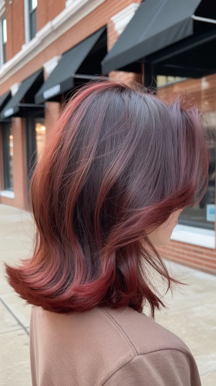 Inspiration coiffure 2026 Couches moyennes tonées berry