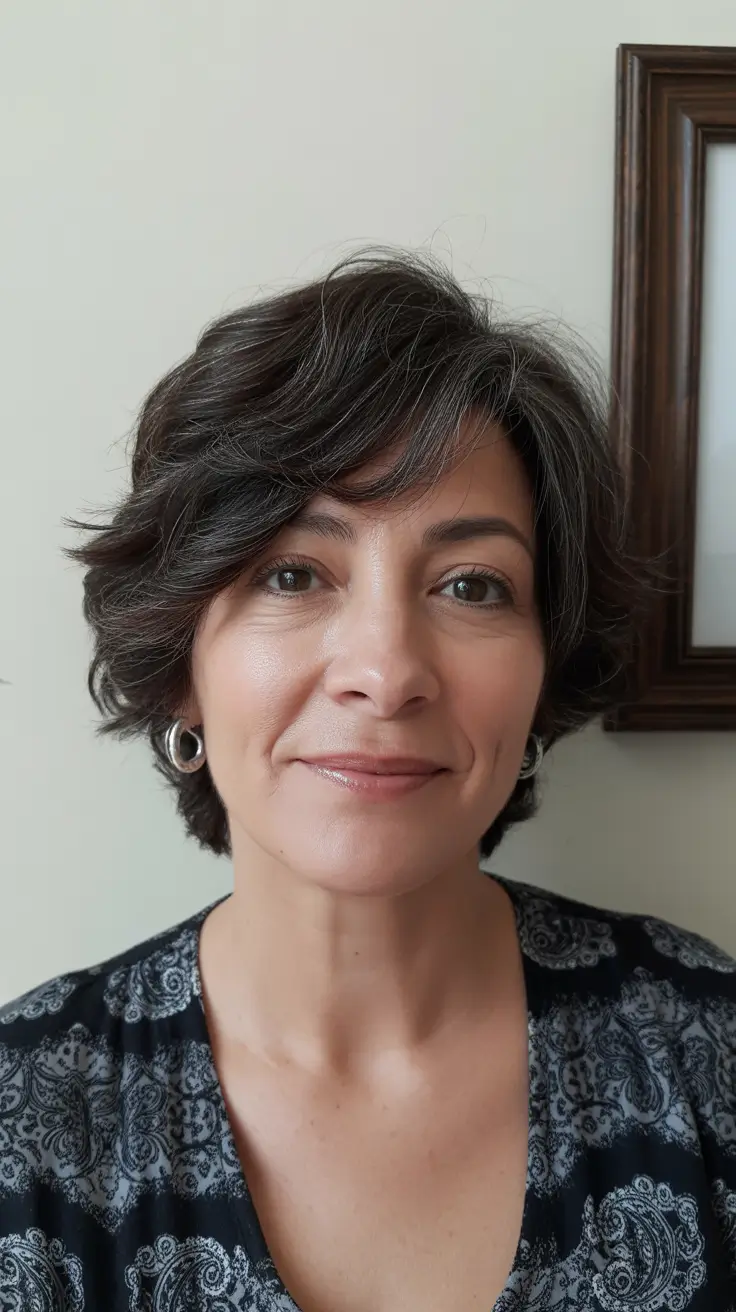 Coiffures modernes femmes plus de 60 ans 2026 Shag court texturé pour un style sans effort