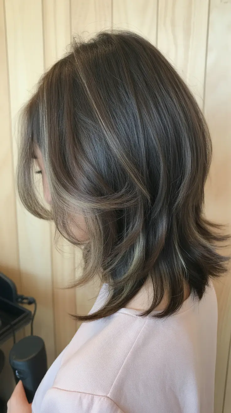 Nouvelles idées coiffure 2026 Coupe mi-longue shaggy texturée