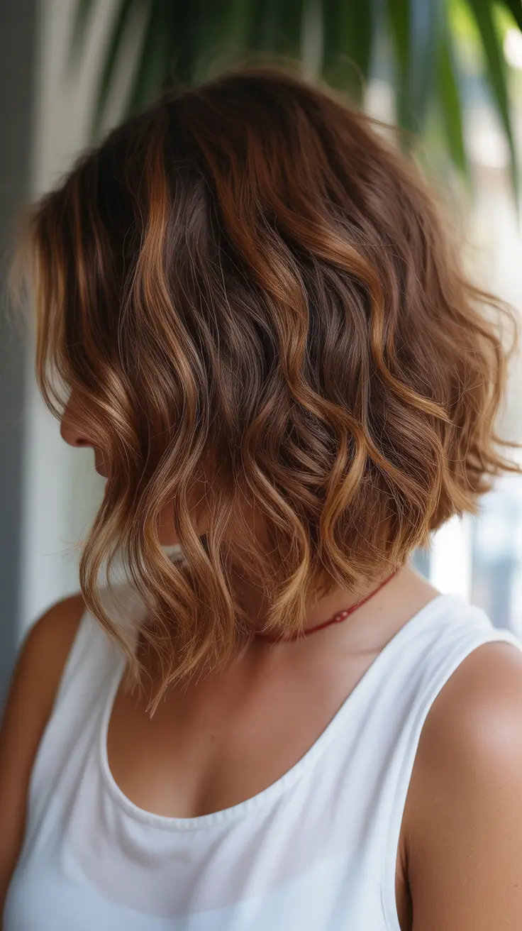 Nouvelles idées coiffure 2026 Bob ondulé bronzé