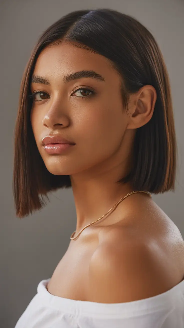 Nouvelles idées coiffure 2026 Bob lisse minimaliste