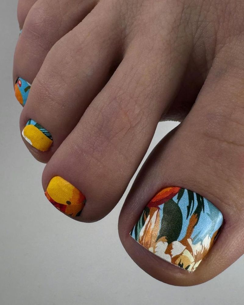 dessins d’ongles d’été pour les pieds