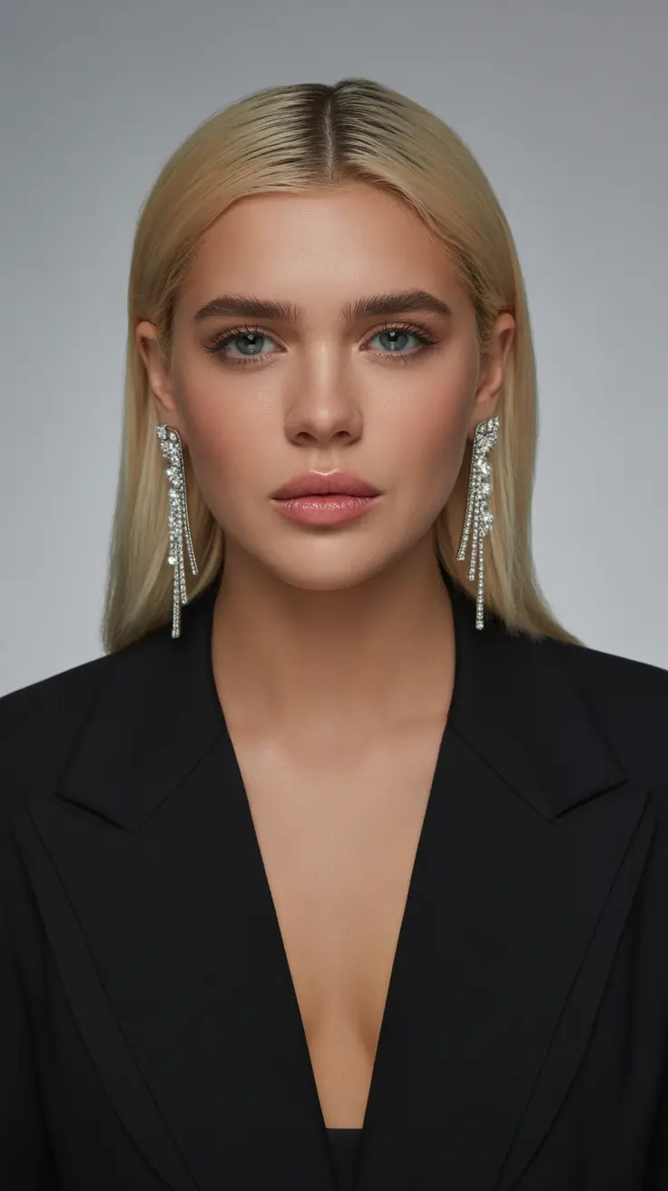 coupe cheveux raides visage rond Cheveux lisses platine