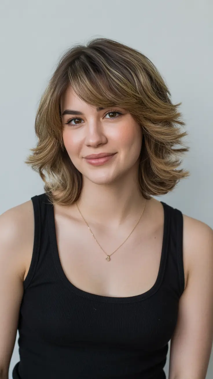 coupe courte visage rond Bob effilé en couches