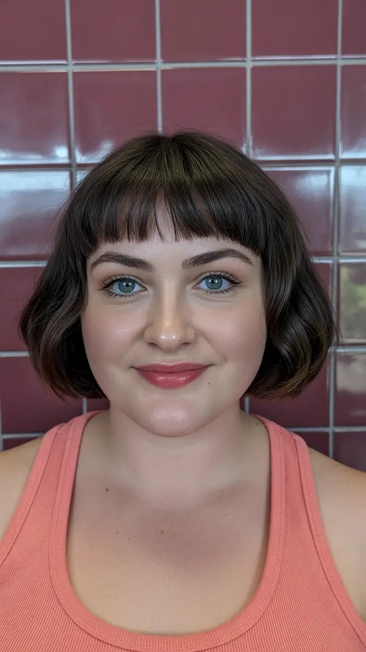 coupe visage rond avec frange French Bob avec baby bangs