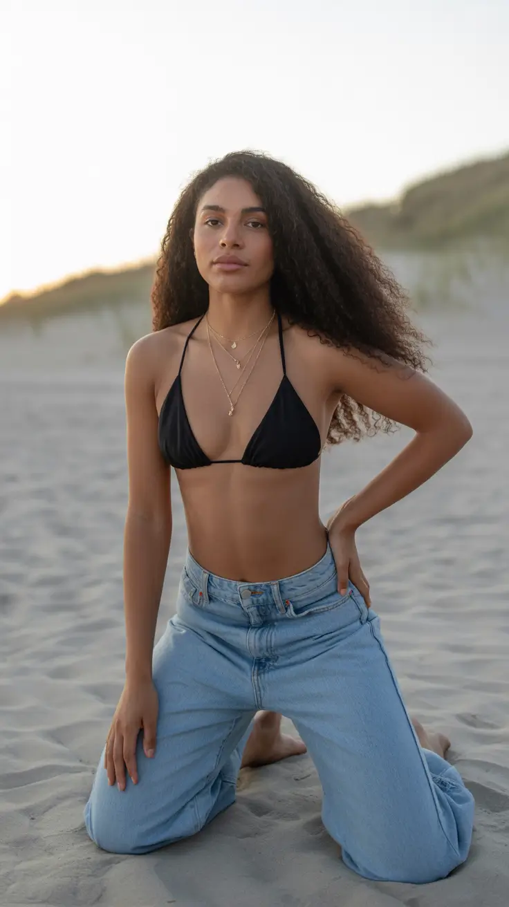 coiffures d'été pour nager Boucles Naturelles Volumineuses pour Balades au Coucher du Soleil