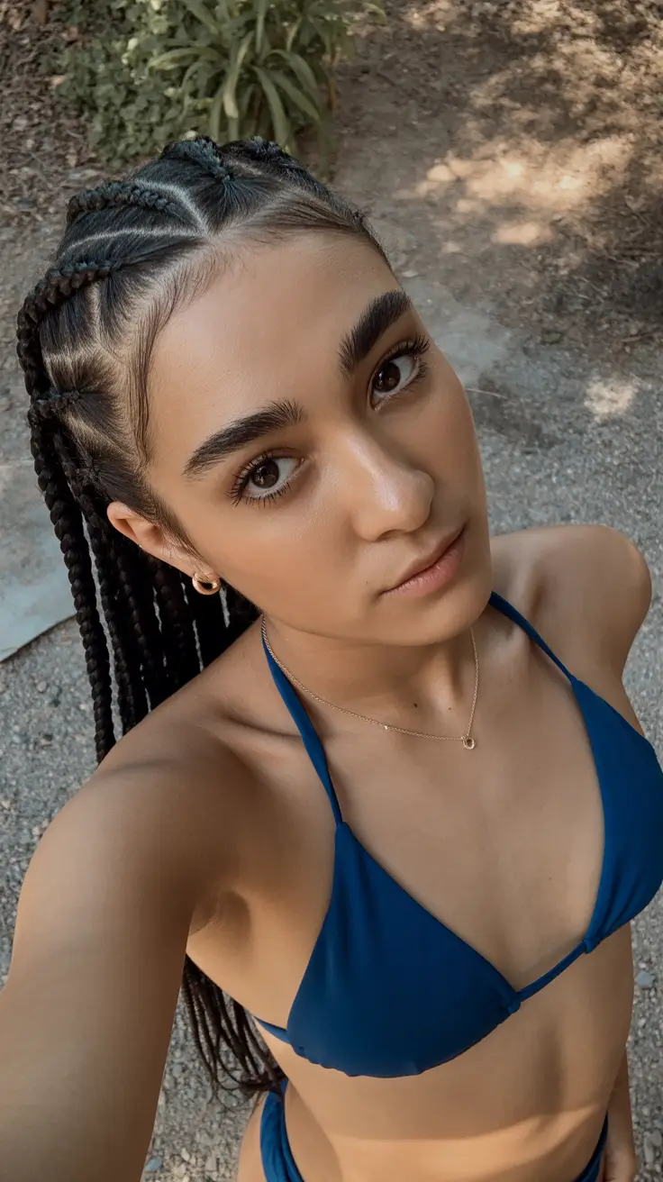 coiffures d'été pour nager Tresses Cornrows Structurées pour les Journées d’Été Actives