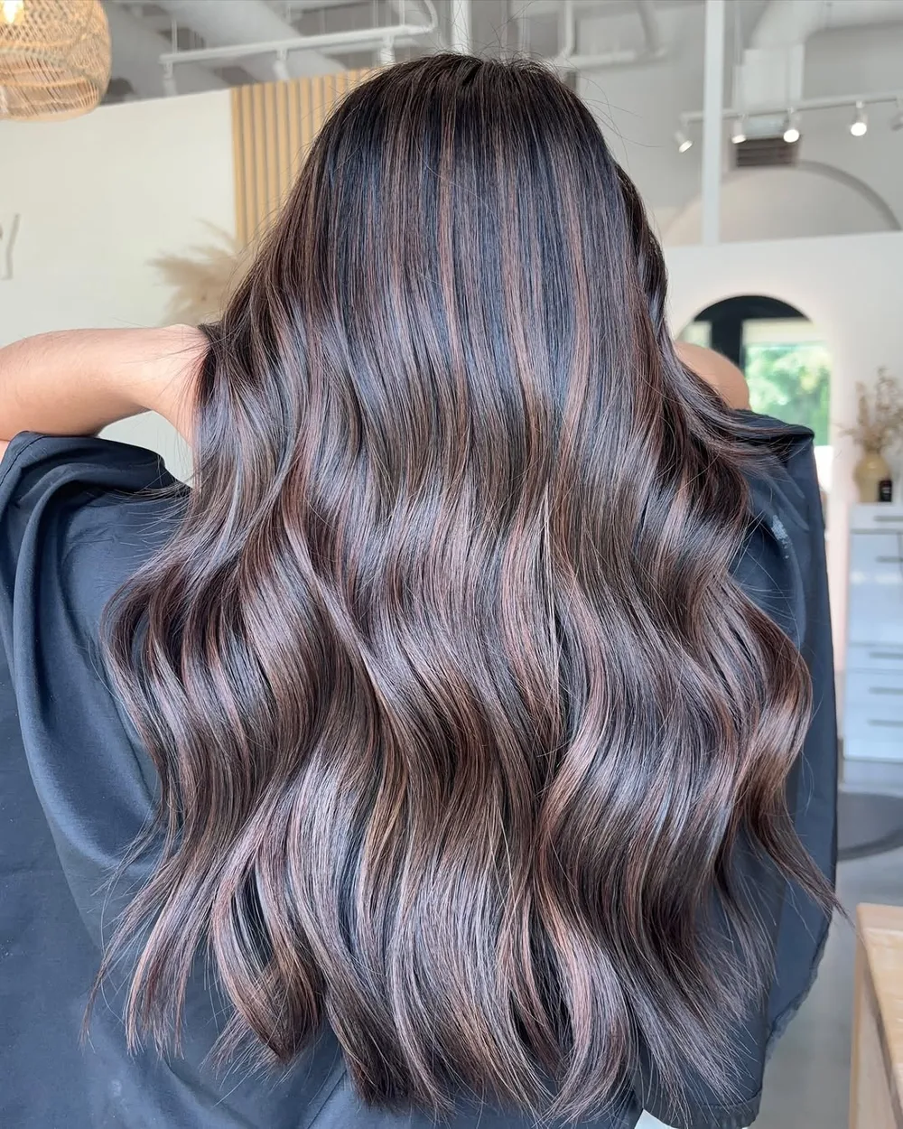 Balayage en rubans chocolat sur base foncée