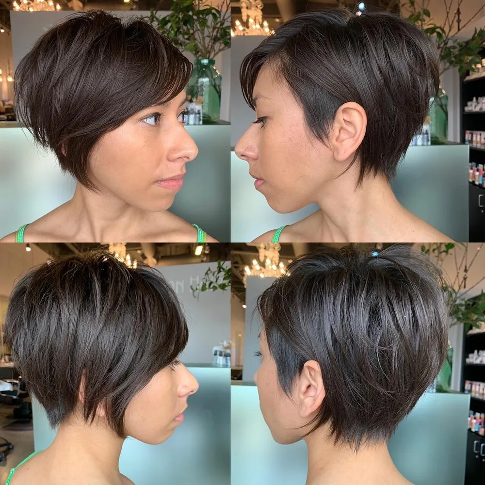 Carré au menton effilé avec undercut asymétrique