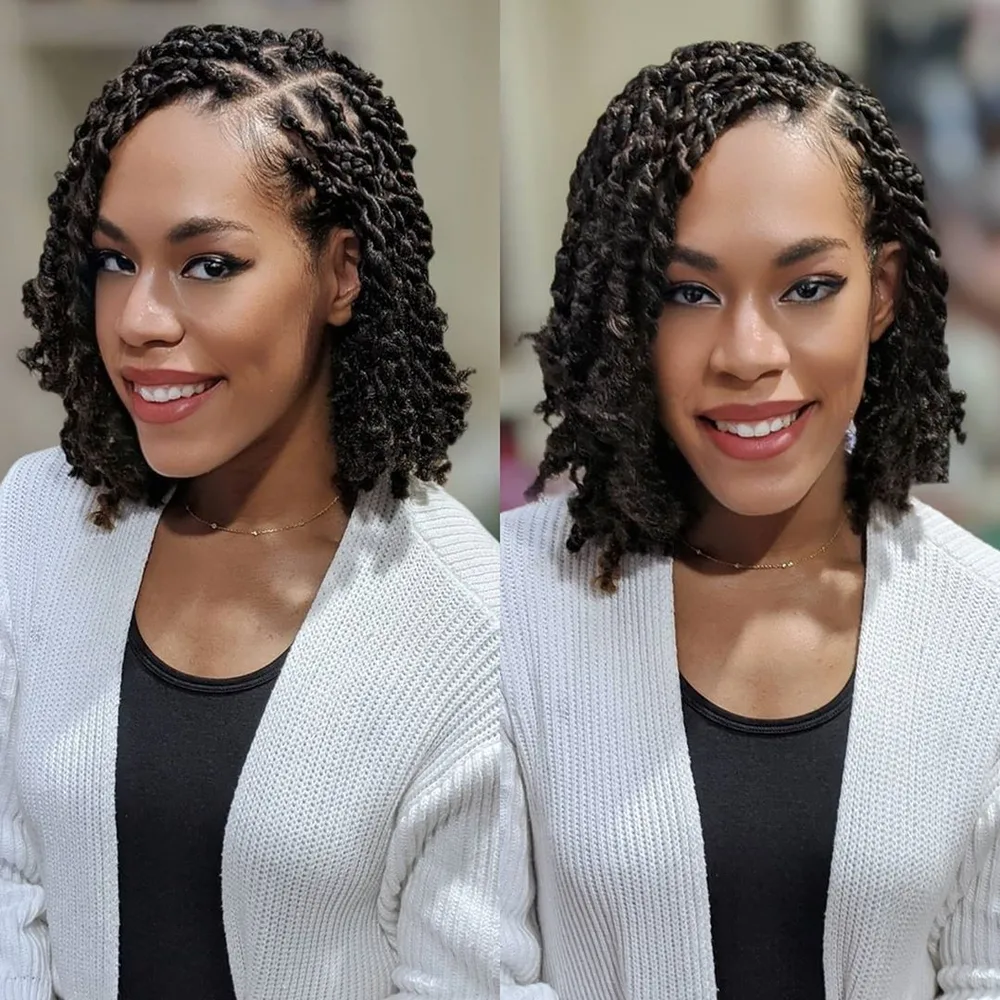 Carré crochet aux boucles courtes définies