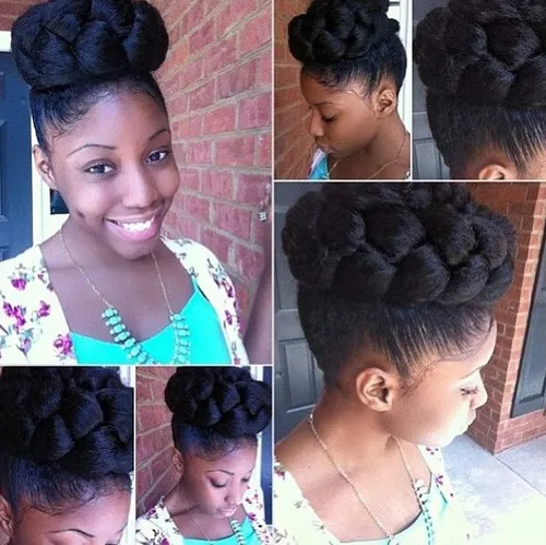 Chignon couronne épais et volumineux tressé