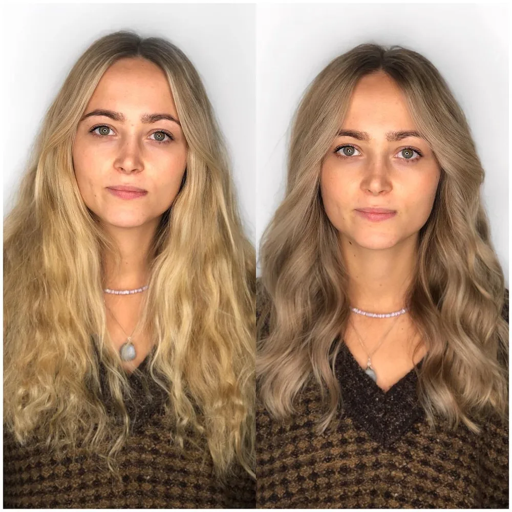 Coupe face-framing autour du visage sur cheveux épais