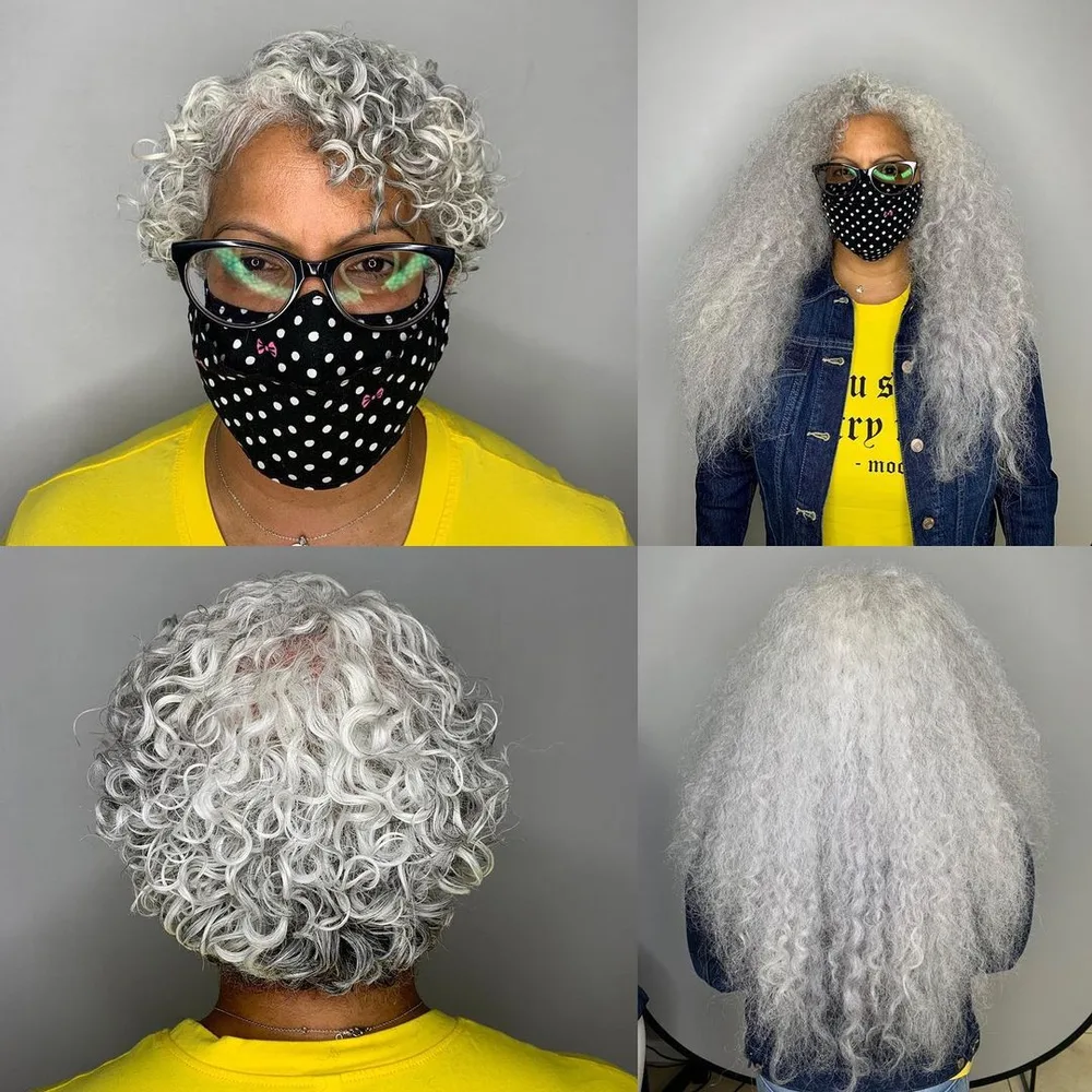 Crop bouclé gris naturel sur cheveux crépus