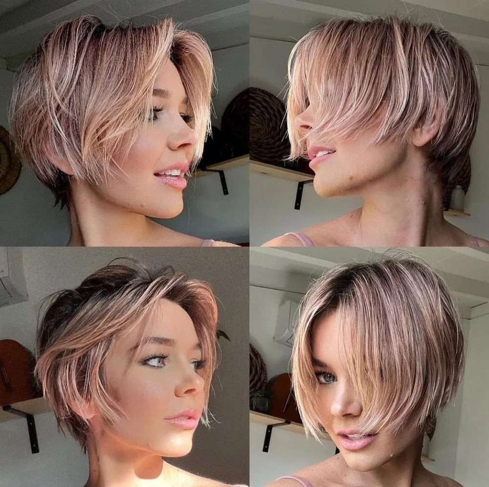 Crop choppy rose gold au-dessus du menton