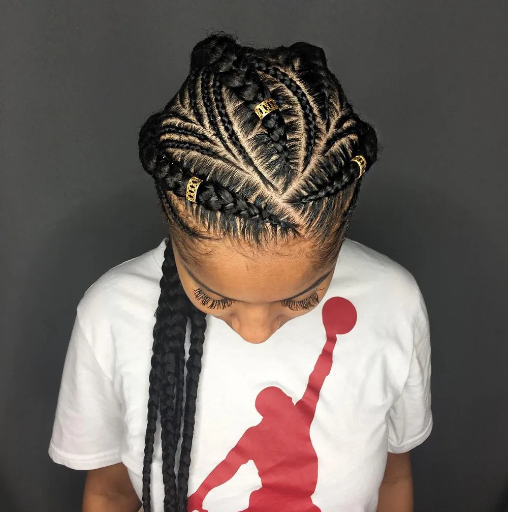Feed-in braids asymétriques de tailles variées