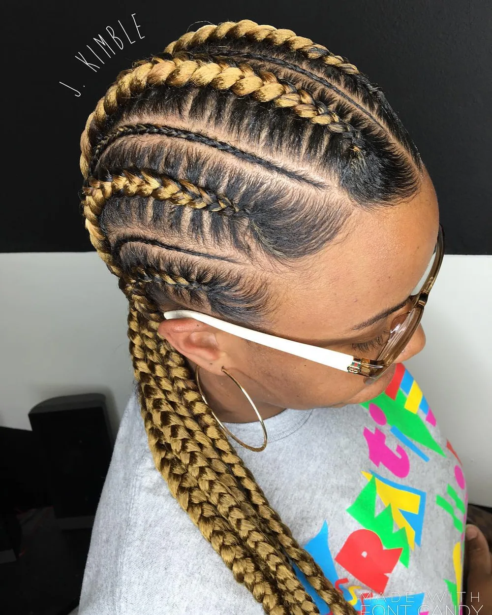 Feed-in cornrows ombrées blond