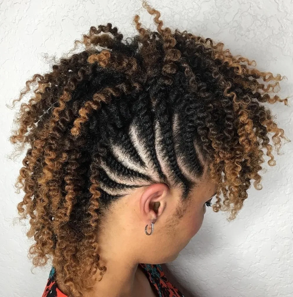 Frohawk ombré avec côtés en flat twists