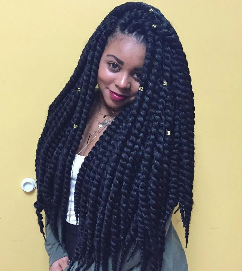 Jumbo crochet twists longueur taille avec perles dorées