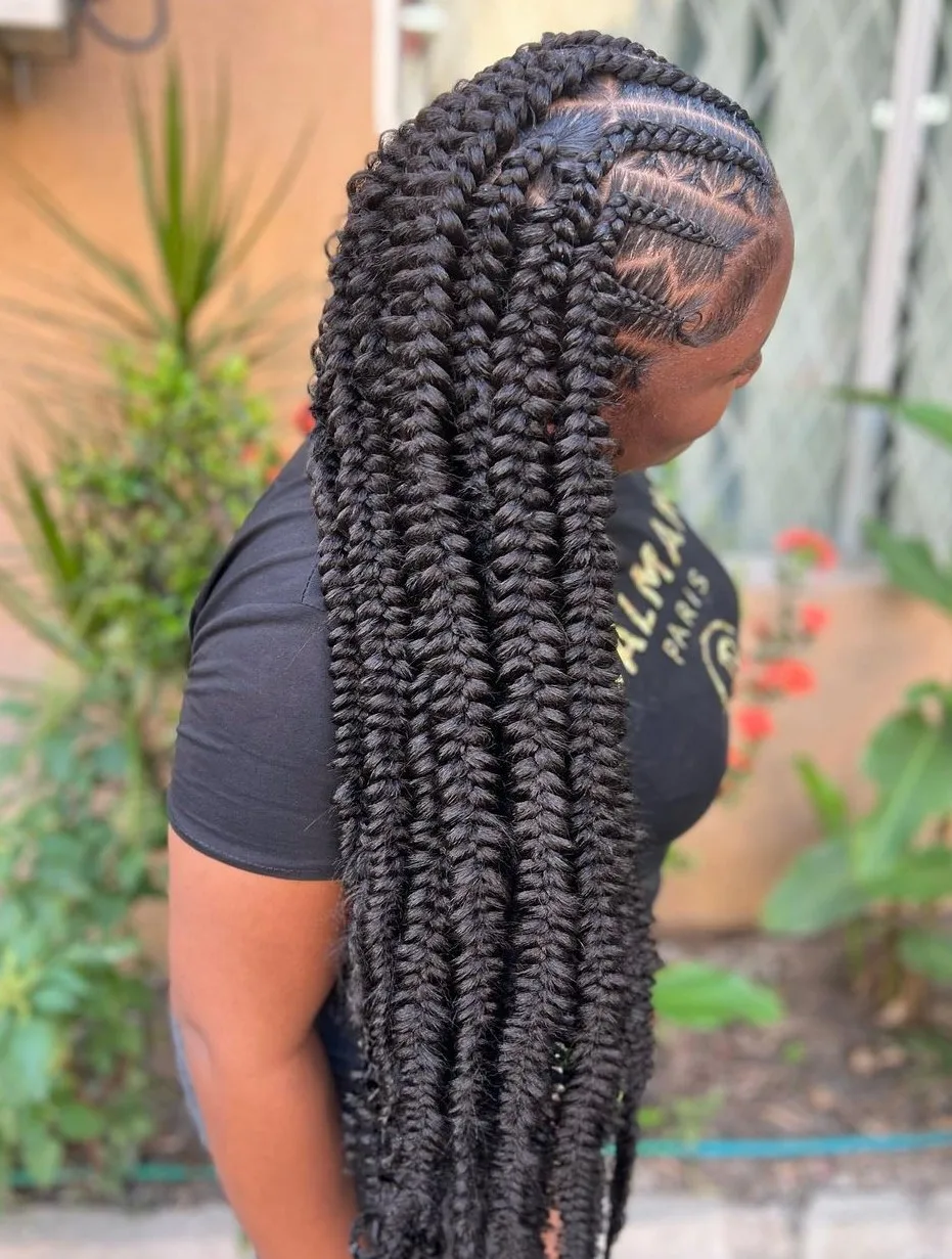 Jumbo knotless braids longues et volumineuses
